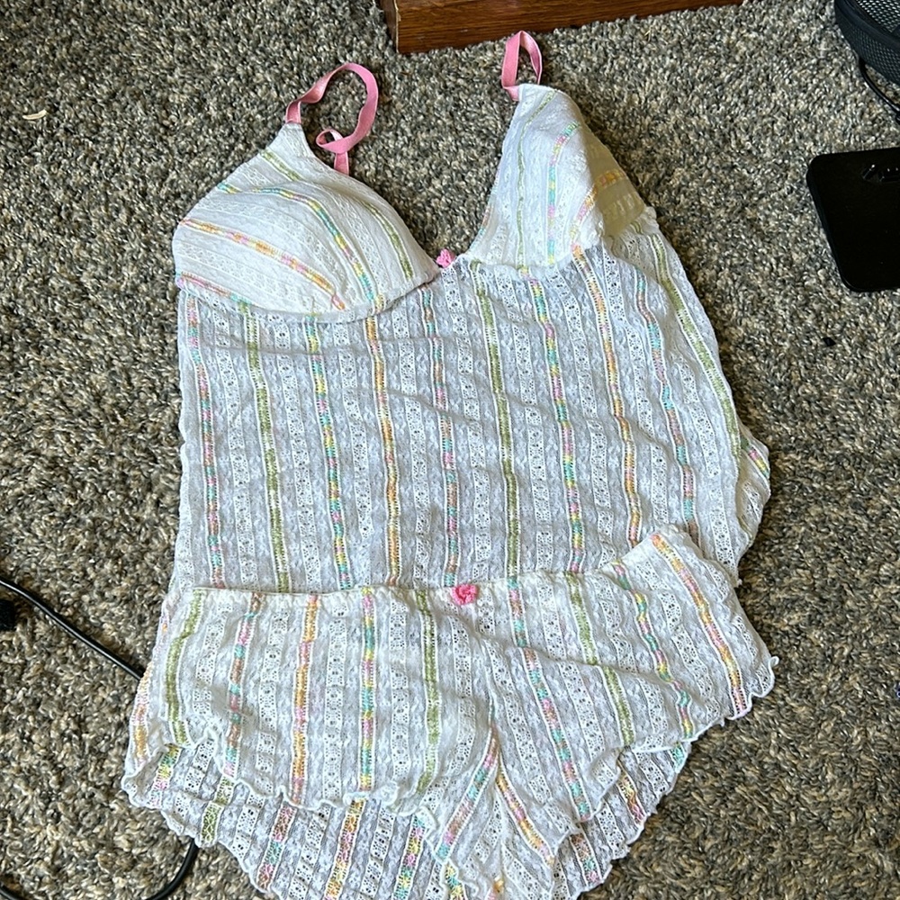 Large lace top and bottom camisole and panties